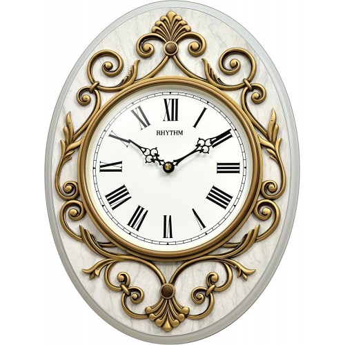 Rhythm Value Added Wall Clock Convex Glass,Polyresin Decoration Analog